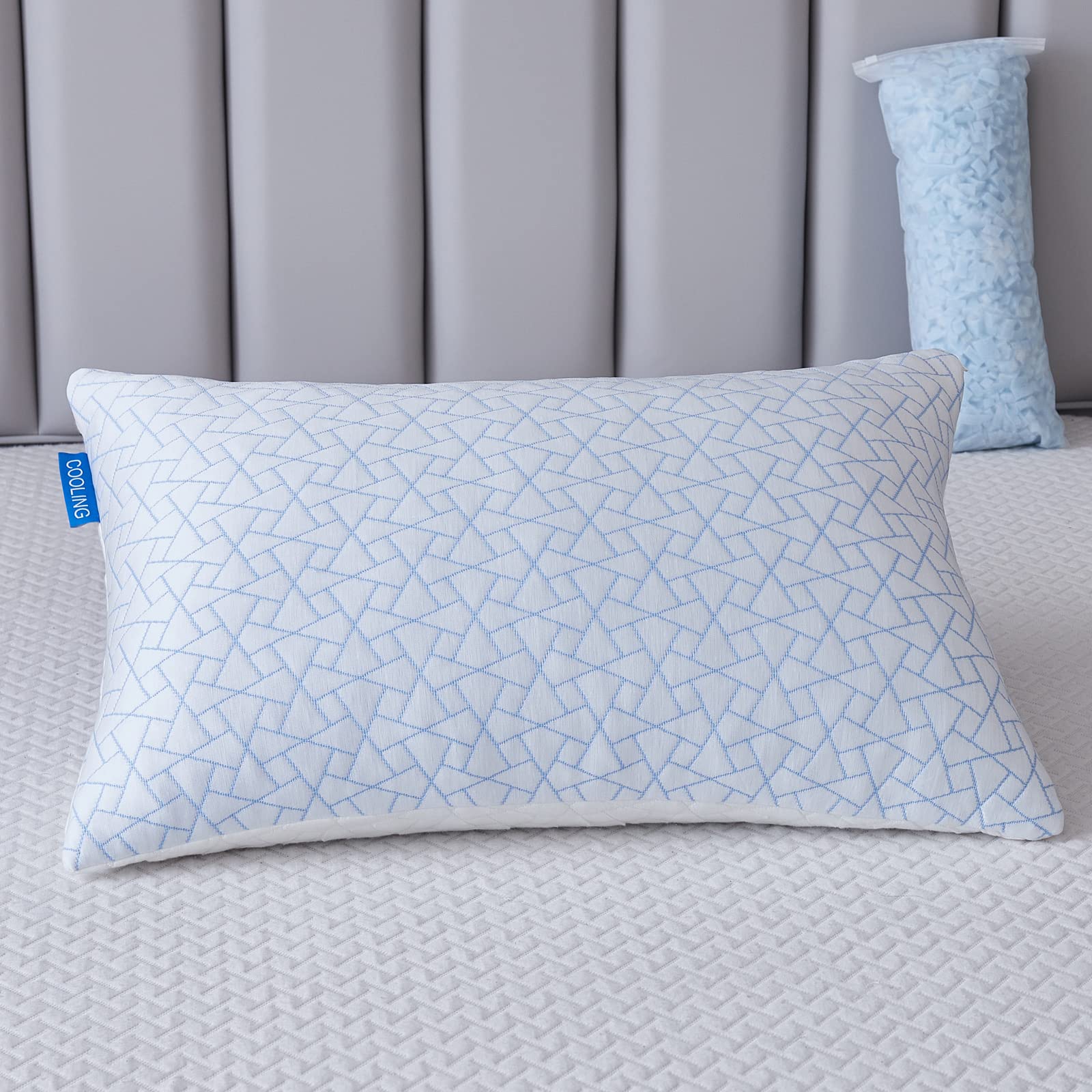 Cooling Pillow For Hot Sleepers - King Size Pillows Firm - Shredded Memory Foam Pillows - Side Sleeper Pillows For Adults With E